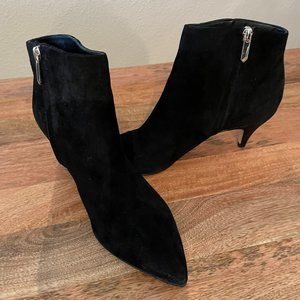 Black Suede Zip Booties
